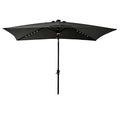 C-Hopetree Rectangular Outdoor Patio Market Umbrella with Solar LED Lights 6.5 x 10 ft - color: Black