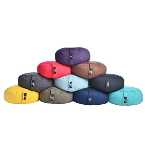 Hugger Mugger Zafu Meditation Cushion - Support in Cross-Legged Sitting, Buckwheat Filled, Durable Fabric, Convenient Handle, Handmade in USA - color: Poppy