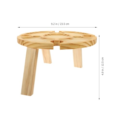 Wooden Outdoor Folding Wine Table with Glass Holder Portable Picnic Table for Beach Camping Patio Lawn