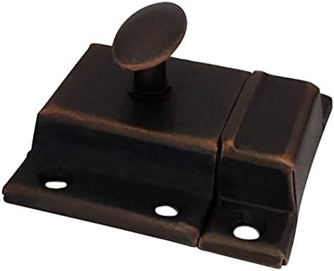 QCAA Oval Turn Cabinet Latch, for Cupboard & Other Furniture, Large, Antique Copper, Made in Taiwan, 2 Pack
