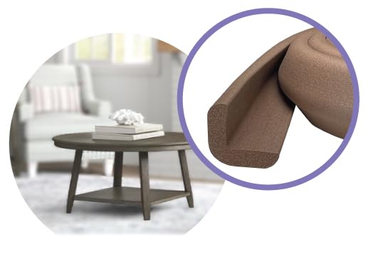 Kidkusion Baby Proof Edge Guards for Safety | Made in The USA | 18 Feet | Brown | Edge Protectors for Furniture, Tables, Fireplaces | Heavy Duty Tape Included