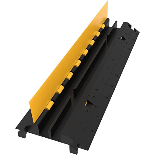 VEVOR 5 Pack Rubber Cable Protector Ramp 2 Channel Heavy Duty 66,000 lbs Load Capacity Cable Wire Cord Cover Ramp Speed Bump Driveway Hose Cable Ramp Protective Cover (2-Channel, 5 Pack-66,000 lbs) - style: 5 Pcs
