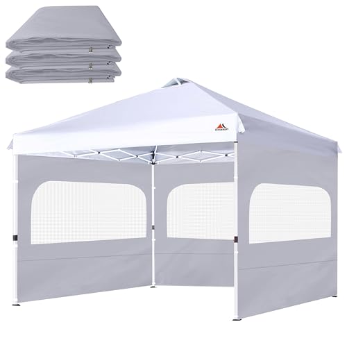 SCOCANOPY Sidewall for 10x10 Canopy Frame with Mesh Window and Zipper, 3 Pieces Sunwalls Only, (Grey) - color: Gray, size: 10X10
