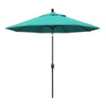 California Umbrella 9' Rd Pacific Trail Series Aluminum Patio Umbrella, Crank Lift, Push Button Tilt, Black Finish, Sunbrella Aruba Fabric - color: Aruba