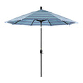California Umbrella 9' Round Aluminum Market Umbrella, Crank Lift, Push Button Tilt, Black Pole, Sunbrella Dolce Oasis - color: Dolce Oasis