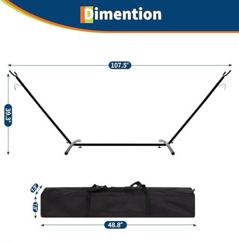 Hammock with Stand for Outside, 2-Person Outdoor Portable Hammock, 500lb Capacity + Waterproof Carry Bag, for Outside Garden Yard