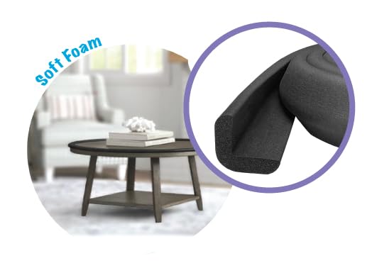 KidKusion Baby Proof Edge Cushion Protector | Made in USA | Foam Rubber Furniture and Fireplace Edge Guard Bumper | Black | 12 Ft | Tape Included
