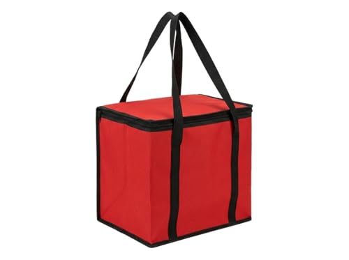 JoEzzy Insulated Bags – Large Thermal Food Delivery Bag & Reusable Shopping Tote – Heavy Duty Cooler Bag for Catering, Picnics, Beach, & Office Lunch – Collapsible, Stands Upright, Red - color: 1-Pack (Bag)