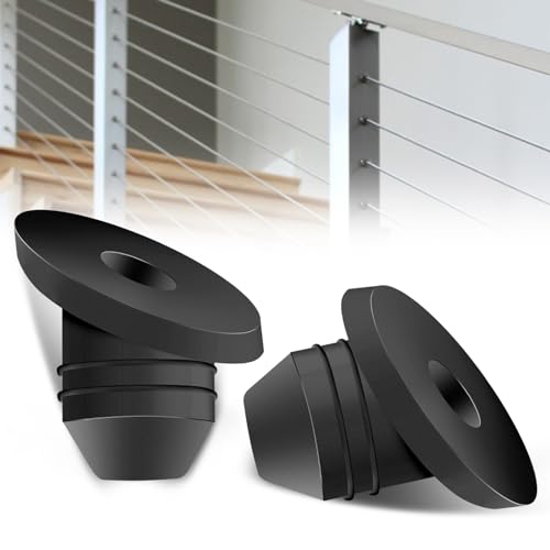 200Pack 30 Degree Angle Rubber Cable Railing Grommets for 1/8" 5/32" 3/16" Cables for Wood/Metal Cable Railing Posts, 1/8" Slant line Cable Railing Grommet,Cable Railing kit for Metal - size: 30 Degree