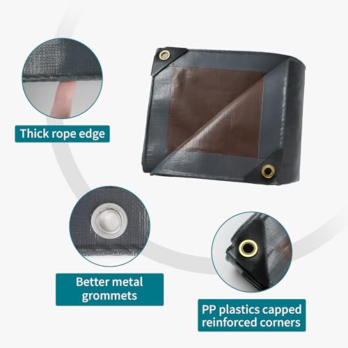 TARPAL tarp 5x7 Feet Super Heavy Duty Tarps Cover 20mil Waterproof UV Protection Rip and Tear Proof Tarpaulin with Grommets(Grey/Brown) - size: 5x7 Feet-Finished size