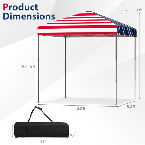 Goplus Pop-Up Canopy Tent, 8.2' x 8.2' Instant Folding Shelter w/Carry Bag, Easy Setup Sun-Proof Commercial Event Tent, Portable Outdoor Sun Shade for Party Yard Beach Garden