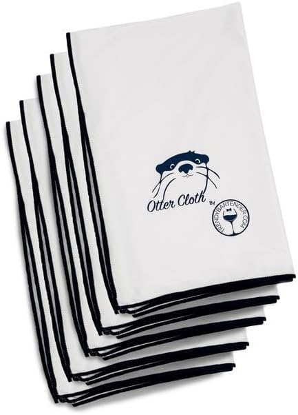Trendy Bartender Toast to Perfection Microfiber Glass Polishing Lint-Free Cloth for Spotless Shine and a Residue-Free Finish - Pack of 5-25x20 inch - White