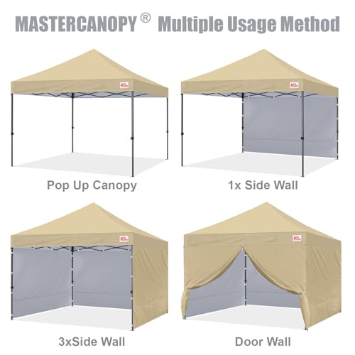 MASTERCANOPY Heavy Duty Pop up Canopy Tent with Sidewalls (10x10,Beige) - color: Beige, size: 10x10