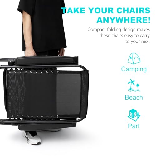 SZHLUX Set of 2 Adjustable Steel Mesh Zero Gravity Lounge Chair Recliners w/Pillows and Cup Holder Trays