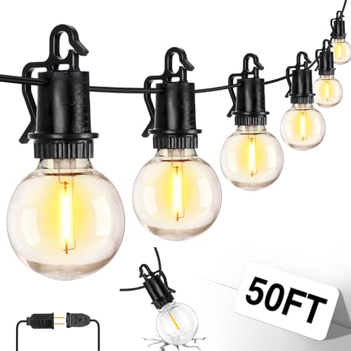 ZJOJO 50FT Outdoor String Lights, G40 Globe Outdoor Lights with 25 Shatterproof LED Bulbs 2700K,IP65 Waterproof Patio Light - size: 50FT-25