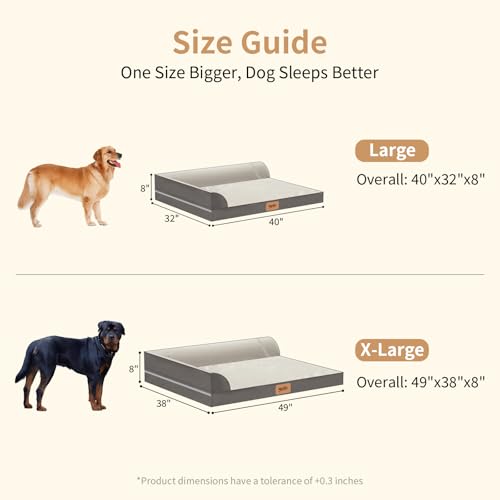 XL Dog Bed with Cooling Gel Memory Foam, Orthopedic Waterproof Pet Bed with Washable Cover & Non-Slip Bottom, Cooling Dog Couch Bed, Size: 49.1"*38 * 8.1" - size: X-Large