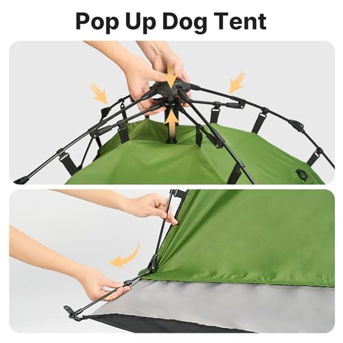 Veehoo Pop Up Pet Tent House for Indoor Outdoor, Portable Dog Tent & Cat House Shelter, Waterproof Foldable Automatic Dog Kennel to Small Medium Pets & Feral Cats - size: 37.4"L x 37.4"W x 30.7"H