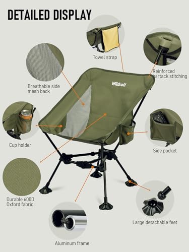 WildCall Lightweight Folding Camping Chair Compact Beach Chair with Anti-Sinking Large Feet - color: 2 X Green