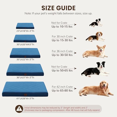 Orthopedic Dog Beds for Small Dogs, Washable Pet Bed Mat with Removable Cover, Waterproof Egg Crate Foam Puppy Bed Anti Slip, 23" x 18", NOT for Chewers - size: 23"L x 18"W x 3"Th