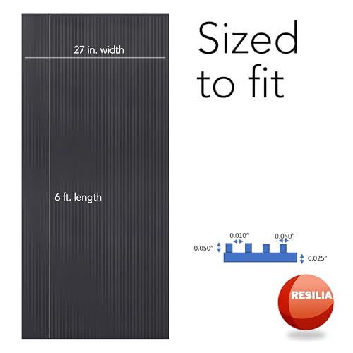 RESILIA Black V-Groove Utility Runner - Waterproof Vinyl Floor/Surface Protector, Heavy Duty Mats, Indoor Hardwood, Hard Floors, Garage, Hallway, Entryway, Kitchen, & Outdoor, 27” x 6’, Made in USA - size: 27" x 72"