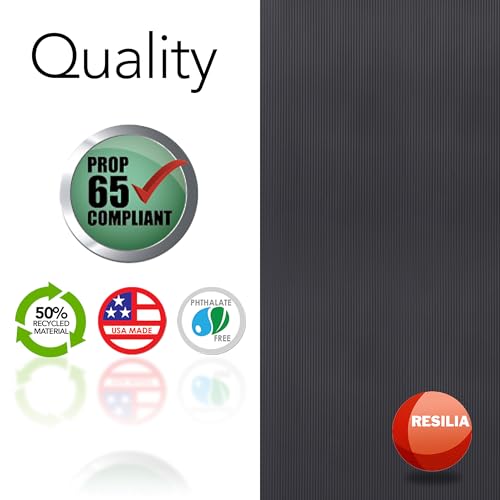 RESILIA Black V-Groove Utility Runner - Waterproof Vinyl Floor/Surface Protector, Heavy Duty Mats, Indoor Hardwood, Hard Floors, Garage, Hallway, Entryway, Kitchen, & Outdoor, 27” x 6’, Made in USA - size: 27" x 72"