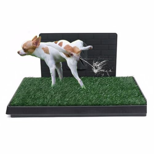 Dog Grass Pad with Tray for Indoor and Outdoor Use, Artificial Grass Pee Pads for Dogs, Reusable Indoor Dog Potty with Pee Baffle for Small/Medium Dogs