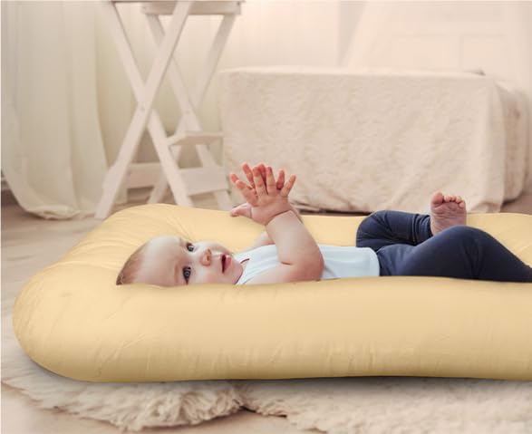 Baby Lounger for Newborn 0-18 Months, Bionic Design Infant Floor Seats & Loungers for Home and Travel, Soft Organic Cotton Baby Lounger, Newborn Babies Shower Gifts
