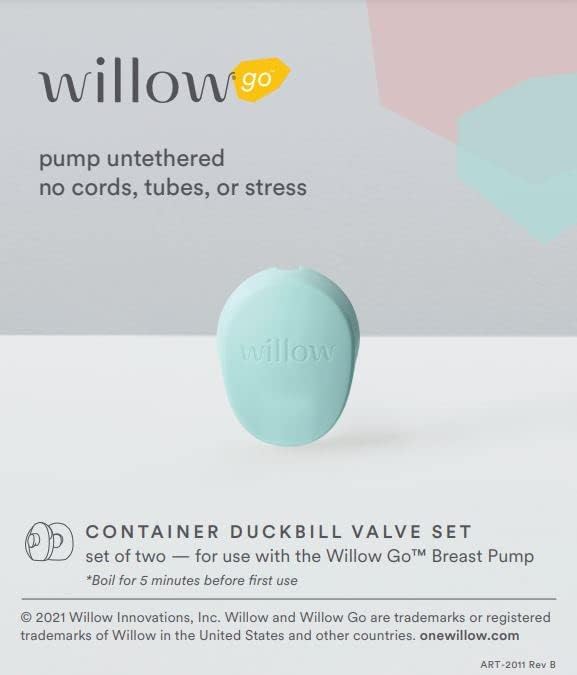 Willow Go - Hands Free Breast Pump - Wearable Breastfeeding Pump - Portable, Electric, Cordless, & 9 Levels of Hospital Grade Suction Strength - Postpartum Essentials - Duckbill Valve - 2pk
