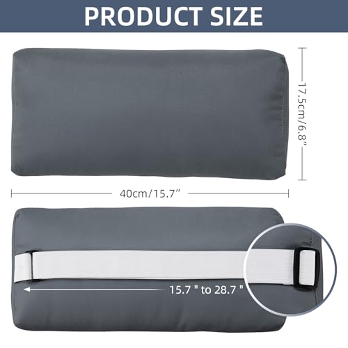 Headrest Pillow for Patio Chaise Lounge Chair, Outdoor Chaise Pillows with Adjustable Elastic Stripe Head Resting Pillows for Recliner Office Chair, Dark-Gray 2 Pack - color: Dark-gray