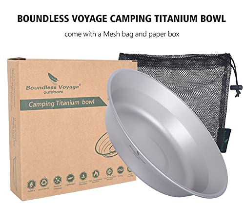 iBasingo Titanium Camping Bowl 174mm Deep Ultralight Backcountry Dining Bowl for Backpackers | 67g Fireproof Cookware | Boil Water Directly Over Flame (Ø174x130x37mm) Ti1112T - color: Bowl-Ti1112T