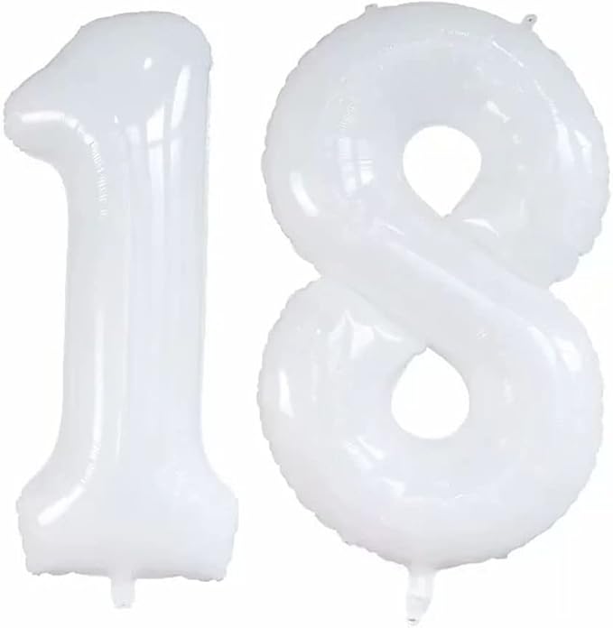 GOER Number 18 Balloons for 18th Birthday Sweet 18 Party Decorations,42 Inch Jumbo Foil Helium 81 Balloons for 81st Birthday Party Decoration (White)