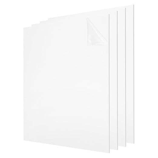 uxcell 4Pcs Acrylic Sheets 12x12 Inch Acrylic Panel 1/8 Inch-3mm Plastic Board for Picture Frames Sign Holders DIY Display Projects Craft, White