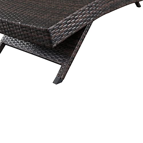 PE Rattan Adjustable Backrest Chaise Lounge Set 3 with 1 Side Table, Outdoor Pool Recliner Patio Chairs Lounge Chair Set 3 with 1 Coffee Table for Outside Beach Poolside Sunbathing - color: 3 Chairs + 1 Table