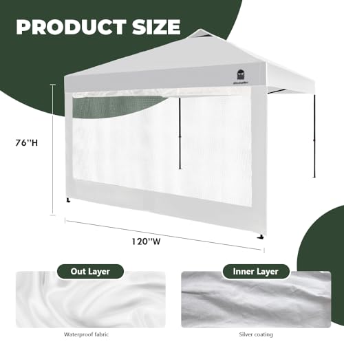 Mesh Sidewall for 10x10 Pop Up Canopy - Straight Leg, Commercial Grade White Mesh Walls with Windows for Outdoor Camping, 1 Pack Canopy Sidewall Only - color: White-Window