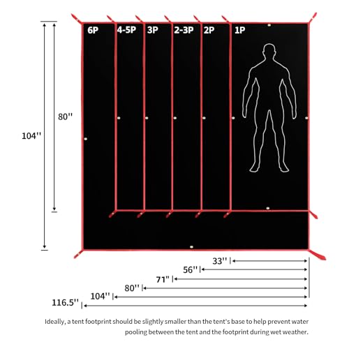Frelaxy Tent Footprint, Waterproof Camping Tarp, Durable Tent Floor to Elevate Your Camping, Hiking, Backpacking, Hammock, Beach Experience - color: Black, size: 2-3 Person—71'' x 80''