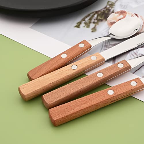 Dinner Forks Set of 8, Uniturcky 304 Stainless Steel Silverware Forks with Wooden Handle, Use for Dessert and Salad, Mirror Polishing, 7.9 Inches - size: 8-Piece Dinner Fork
