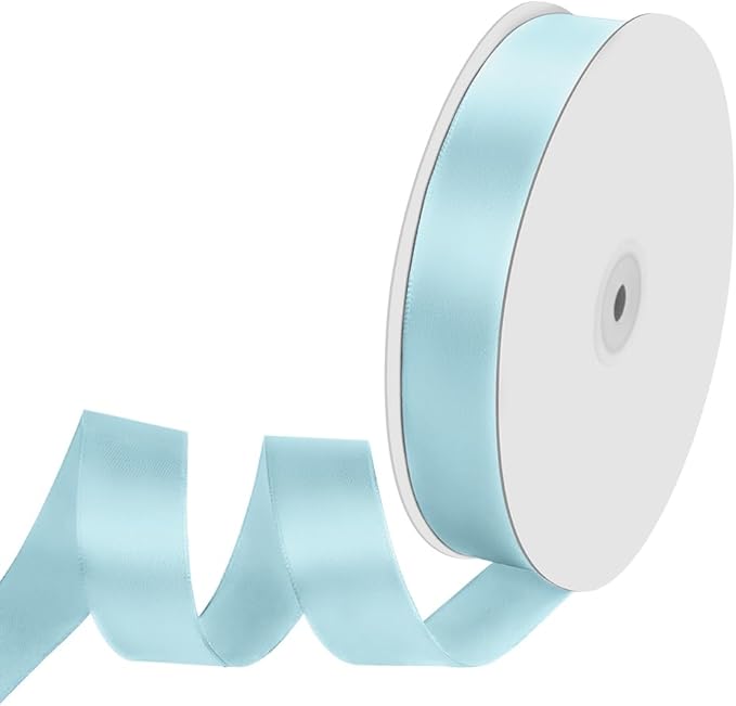 1" Width x 100 Yards Satin Ribbon, Light Blue Ribbon Perfect for DIY Craft, Bows, Gift Wrapping, Flower Bouquet, Valentine's Day, Christmas and Party Decoration