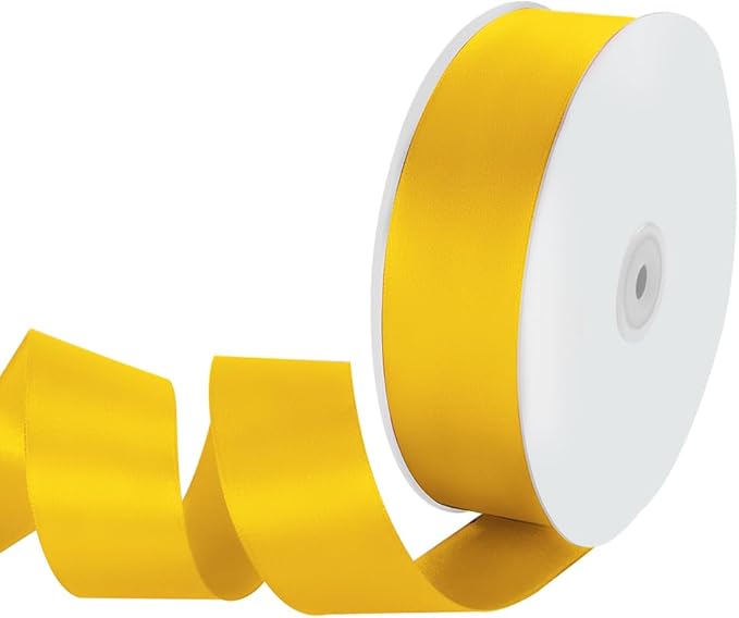 1-1/2" Width x 100 Yards Satin Ribbon, Yellow Ribbon Perfect for DIY Craft, Bows, Gift Wrapping, Flower Bouquet, Valentine's Day, Christmas and Party Decoration