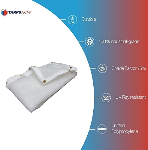 Tarps Now 6' x 20' White Heavy Duty Mesh Tarp with Brass Grommets - UV Resistant Reflective White 75% Sun Shade, Backyard, Patios, Breezeways, Gazebos, Kennels, Mesh for Flatbeds, Trucks or Trailers - size: 6' X 20'