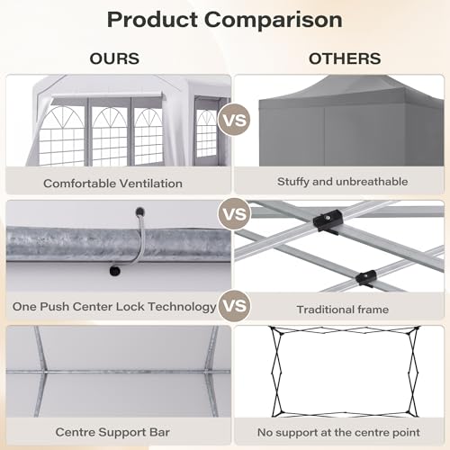 LAUSAINT HOME 20x40 Party Tent, Heavy Duty Waterproof Canopy with Removable Sidewalls & Roll-Up Door, Large White Event Shelter with Steel Frame for Wedding, Backyard, BBQ, Camping, for 50–80 People - size: 20x40