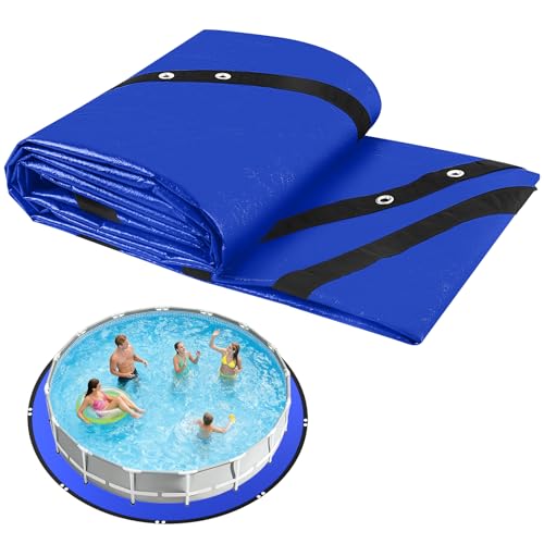 15FT Round Pool Liner Pad for Above Ground Pools, 165 GSM Thickened Puncture-Resistant Under Mat (16FT Actual), Heavy-Duty Underlayment with Metal Grommets - size: R15FT