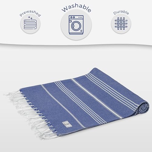 Ossano Turkish Beach Towel Compact & Lightweight Extra Large (39" x 71") - Quick Dry, Versatile and Functional as Picnic, Travel and Yoga Blanket, Pool, Shower, Cruise and Gym Towel - Royal Blue - color: Royal Blue