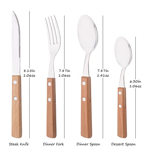 8-Piece Espresso Spoons, 304 Stainless Steel Flatware Set with Wooden Handle, Small Spoons for Dessert, Tea, Appetizer, Coffee, 6.3 inches - size: 8-Piece Dessert Spoon