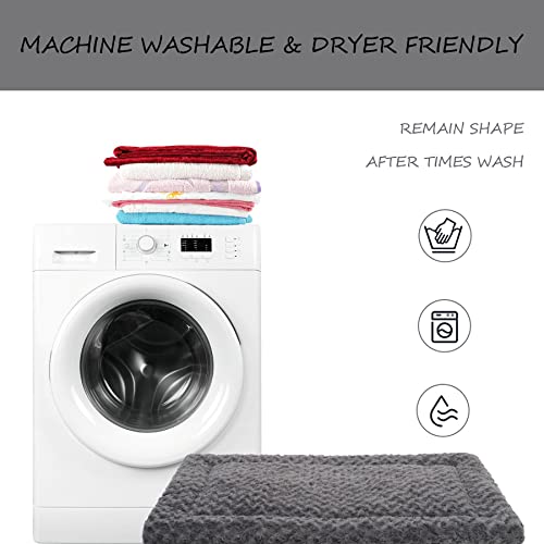 Washable Dog Bed Mat Dog Crate Pad Soft Fluffy Pet Kennel Beds Dog Sleeping Mattress for Large Jumbo Medium Small Dogs, 29 x 18 Inch, Gray - color: Grey, size: 29.00" x 18.00" x 1.50"