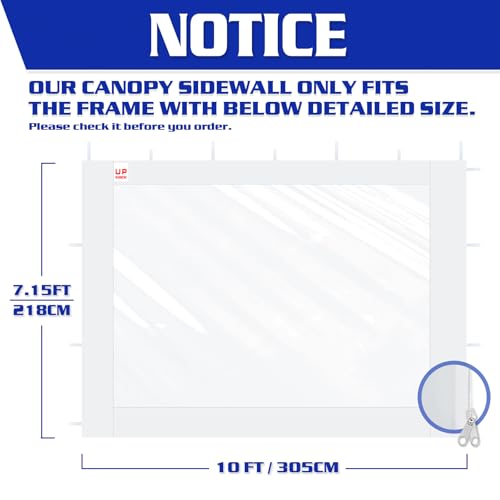 FANPAT 3Pcs Clear Canopy Sidewalls for 10x10 Pop Up Tent, Transparent Window Curtain Cloth, 8 Mil PVC Enclosure Fabric with Zipper, Blue (Not Including Frame and the top,Sidewalls ONLY) - color: Blue