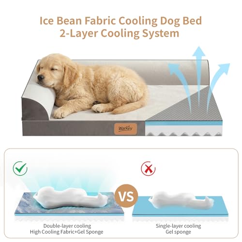 XL Dog Bed with Cooling Gel Memory Foam, Orthopedic Waterproof Pet Bed with Washable Cover & Non-Slip Bottom, Cooling Dog Couch Bed, Size: 49.1"*38 * 8.1" - size: X-Large
