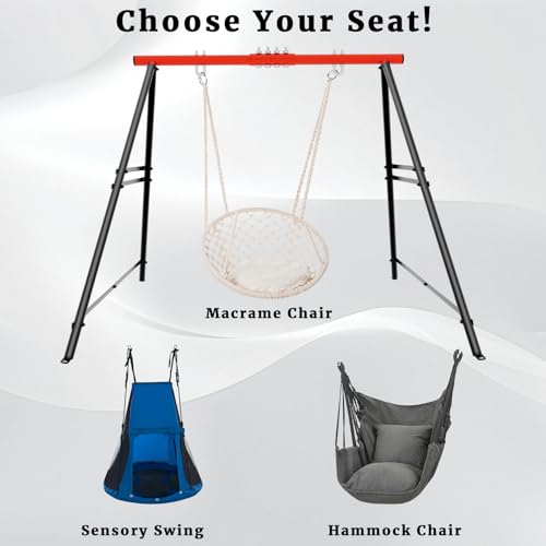Swing Stand Frame, Heavy Duty 550lbs Capacity Hammock Stand for Backyard, Patio, Garden(Swing NOT Included) - color: Red