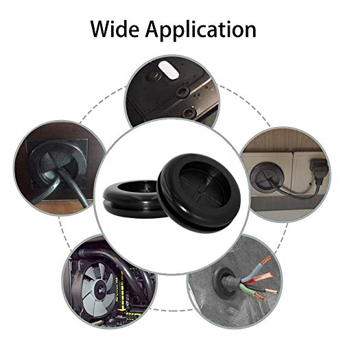 Flyshop Black 28mm 1-1/8" Rubber Grommets, 22mm 7/8" ID, Synthetic Rubber Grommet, Drill Hole Firewall Hole Plug Wire Protection, Round, Double-Sided, 4-Pack - size: 1-1/8" (Drill Hole Size)