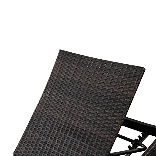 PE Rattan Adjustable Backrest Chaise Lounge Set 3 with 1 Side Table, Outdoor Pool Recliner Patio Chairs Lounge Chair Set 3 with 1 Coffee Table for Outside Beach Poolside Sunbathing - color: 3 Chairs + 1 Table