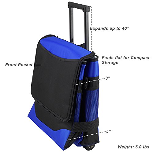 Picnic at Ascot Original 60 Can Collapsible Insulated Rolling Cooler- Designed & Quality Approved in the USA - color: Royal Blue